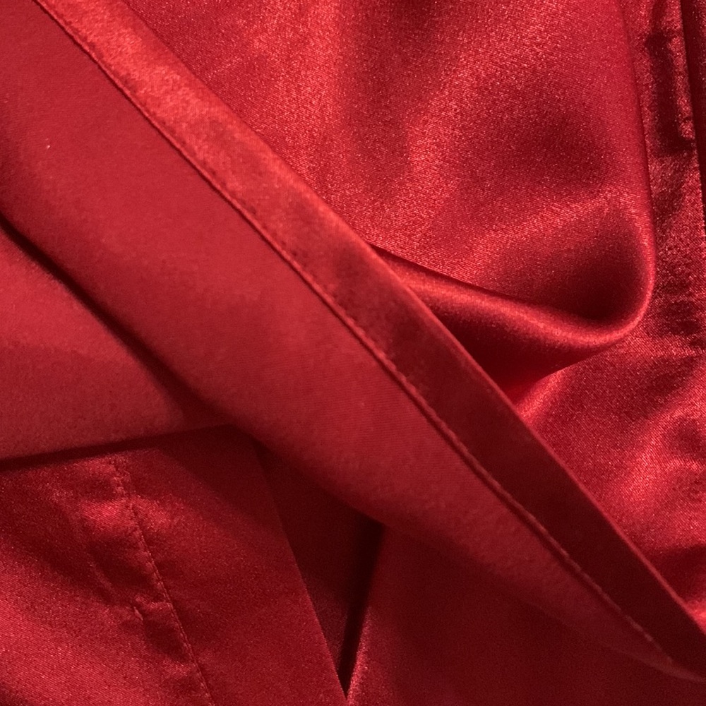 Laura Scott Red Wine Satin Embroidered Detail Blouse Top - Picture 8 of 10